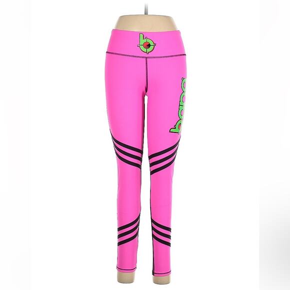 BANG Muscle Mayhem hot pink and black with neon green workout leggings, size m - Picture 1 of 10
